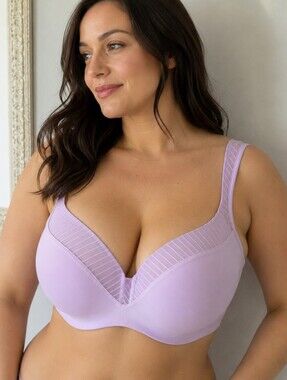 Déesse Lingerie Lavender Purple Mesh Trim Full Coverage Underwire Bra 42DD